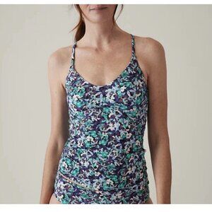 Athleta Triangle Tankini Floral Print Back Cross Over Straps Medium